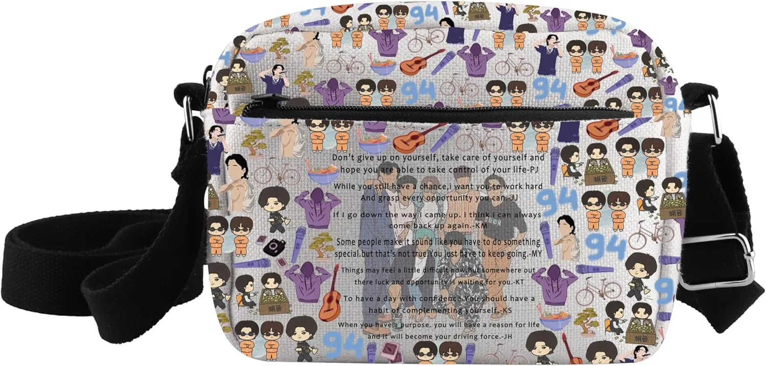 CMNIM Korean Group Army Gifts Kpop BT- Member Crossbody Bag With Zipper Handbag Shoulder Purse for Bangtan Boys Fans Gifts