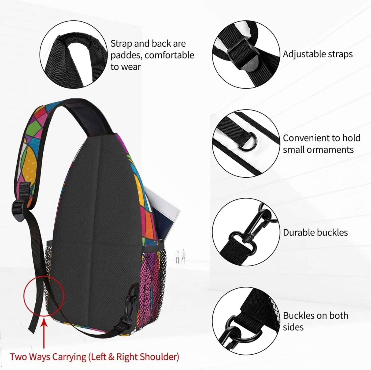 Colorful abstraction Crossbody Bags for Women Men Sling Backpack Chest Bag Shoulder Bag Lightweight One Strap Multipurpose Travel Hiking Daypack