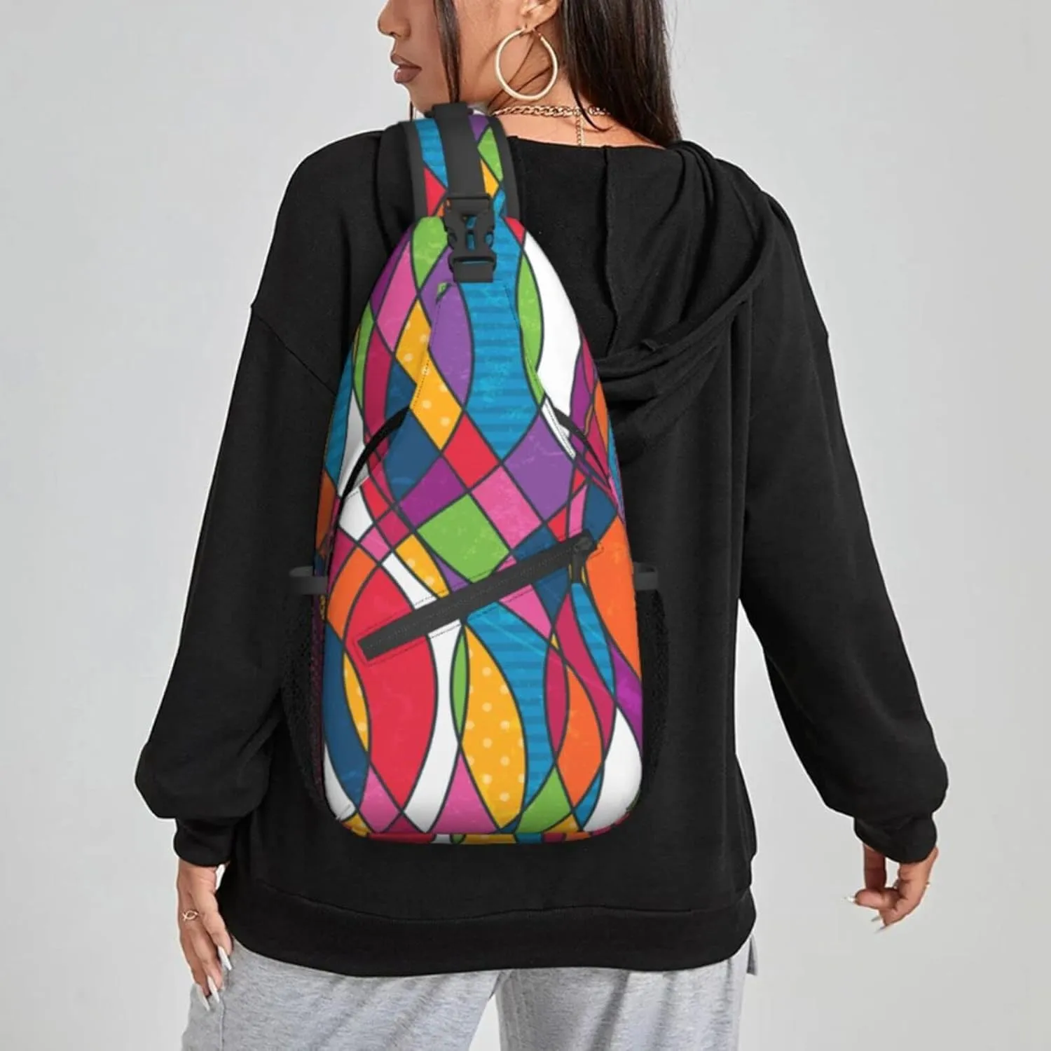 Colorful abstraction Crossbody Bags for Women Men Sling Backpack Chest Bag Shoulder Bag Lightweight One Strap Multipurpose Travel Hiking Daypack