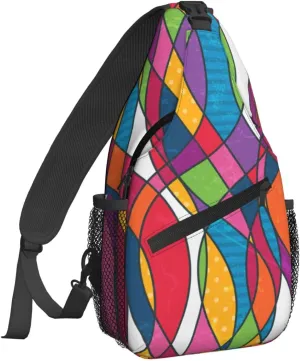 Colorful abstraction Crossbody Bags for Women Men Sling Backpack Chest Bag Shoulder Bag Lightweight One Strap Multipurpose Travel Hiking Daypack
