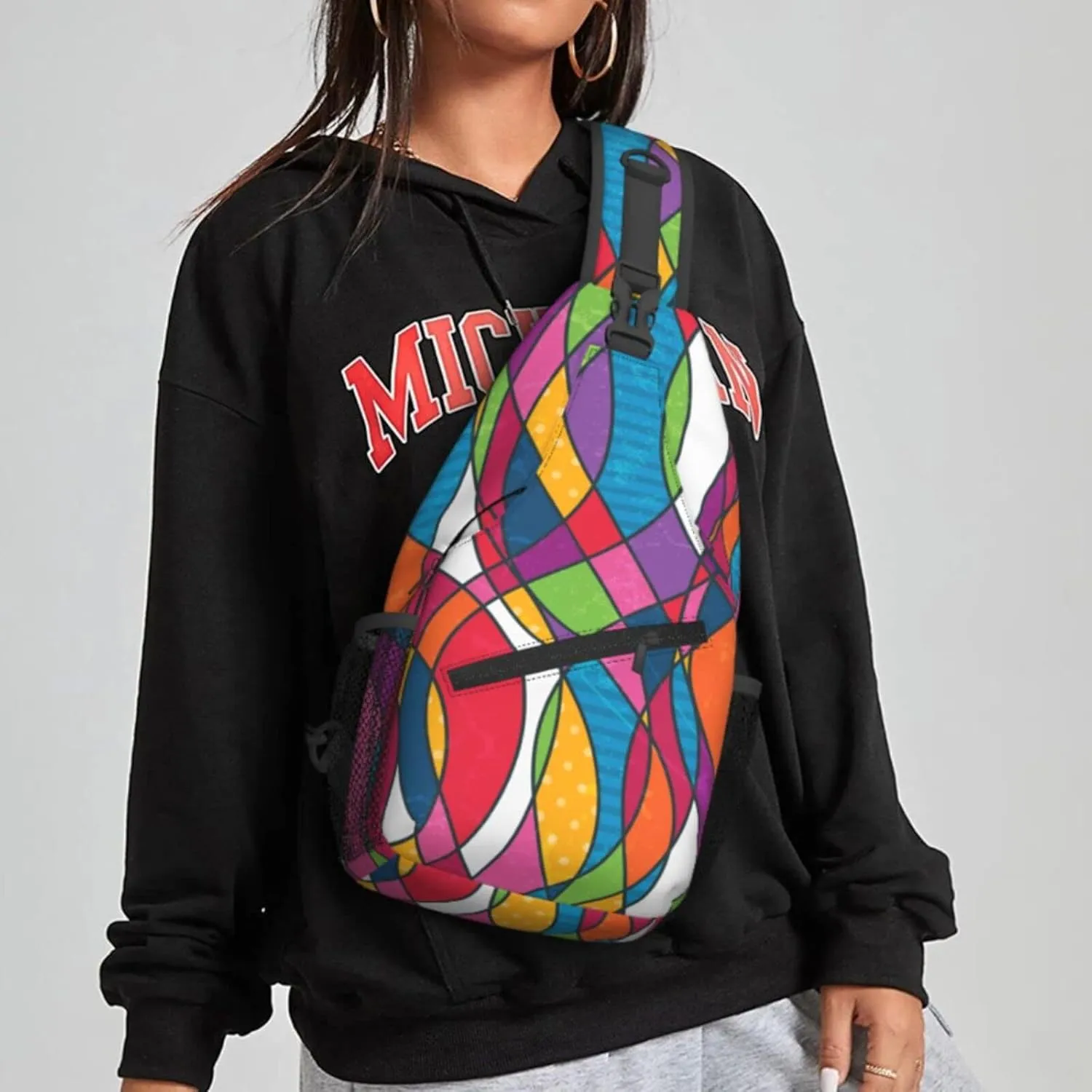 Colorful abstraction Crossbody Bags for Women Men Sling Backpack Chest Bag Shoulder Bag Lightweight One Strap Multipurpose Travel Hiking Daypack