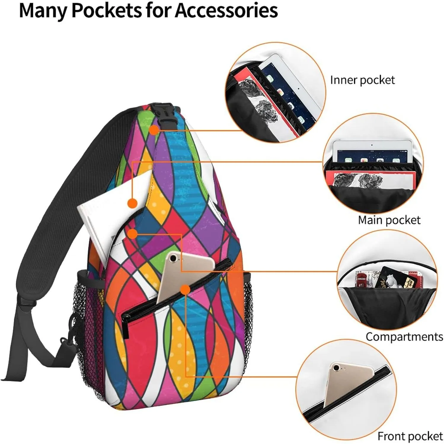 Colorful abstraction Crossbody Bags for Women Men Sling Backpack Chest Bag Shoulder Bag Lightweight One Strap Multipurpose Travel Hiking Daypack