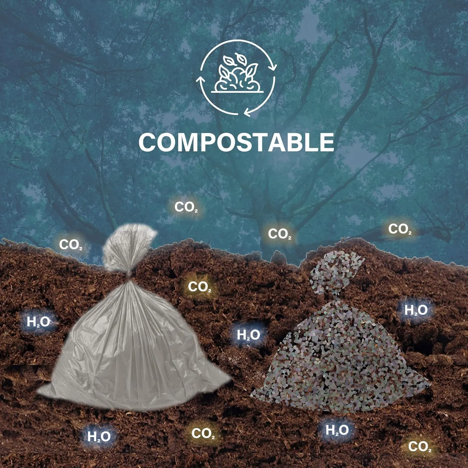Compostable Trash Bags 4 Gallon, Biodegradable Small Garbage Bags for Bathroom Bedroom Office Kitchen Trash Can, US BPI ASTM D6400 Certified, Extra Strong, Unscented, 100 Count