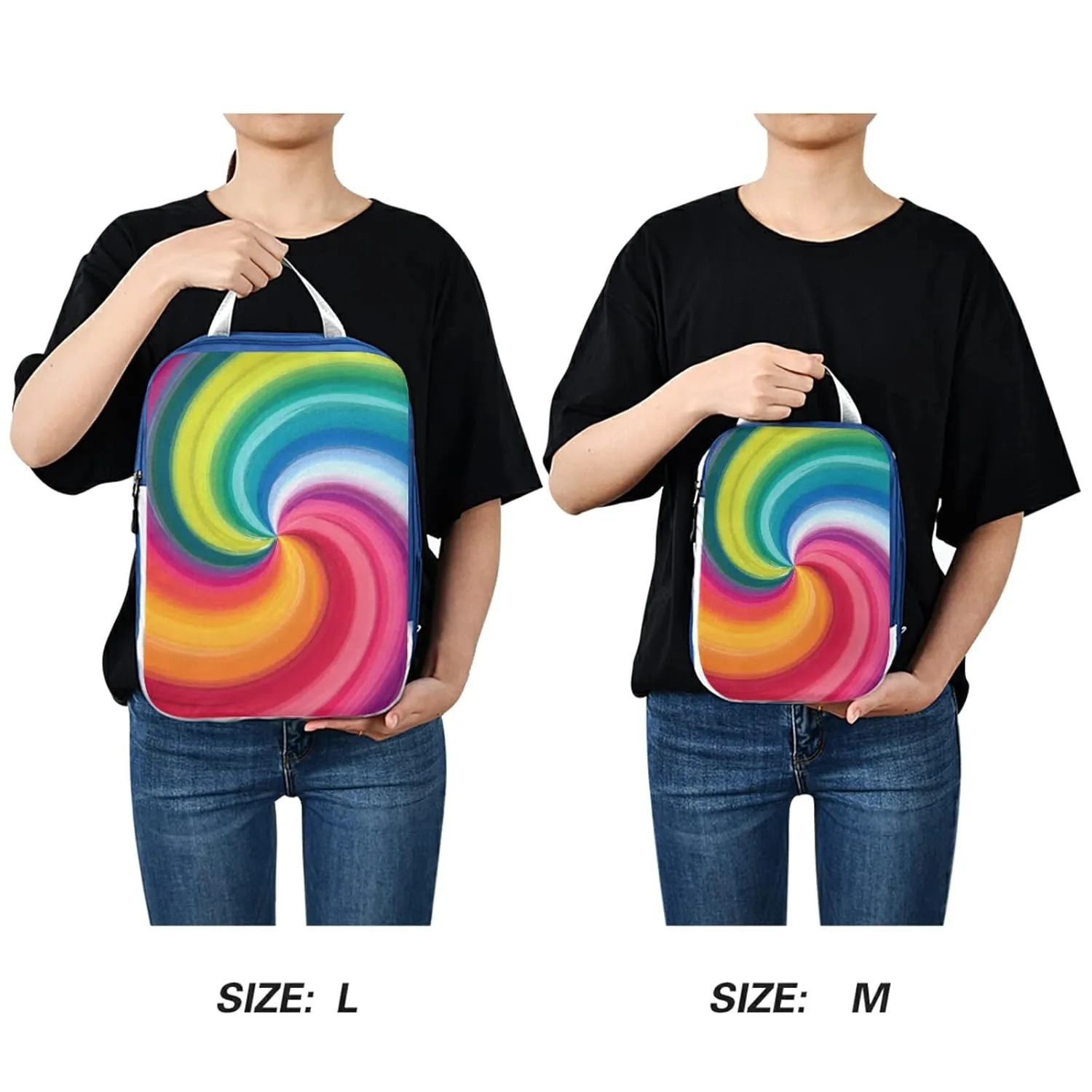 Concentric Rainbow, Spectrum Spirally Lines, Twisting Rotating lines 3 Piece set Cubes Expandable Adjustable Luggage Packing Bags, Ultralight Organizer Accessories Travel Suitcase Compressible Bags