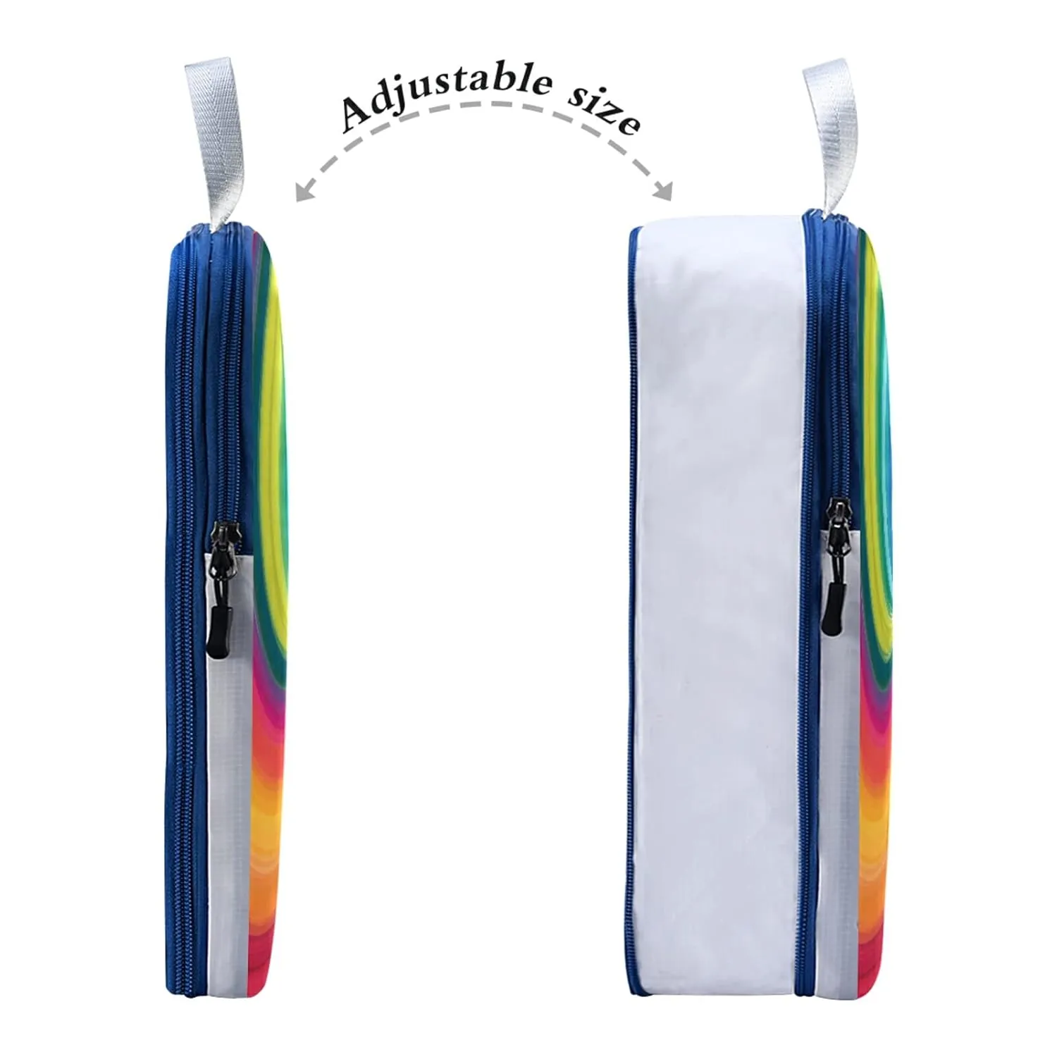Concentric Rainbow, Spectrum Spirally Lines, Twisting Rotating lines 3 Piece set Cubes Expandable Adjustable Luggage Packing Bags, Ultralight Organizer Accessories Travel Suitcase Compressible Bags