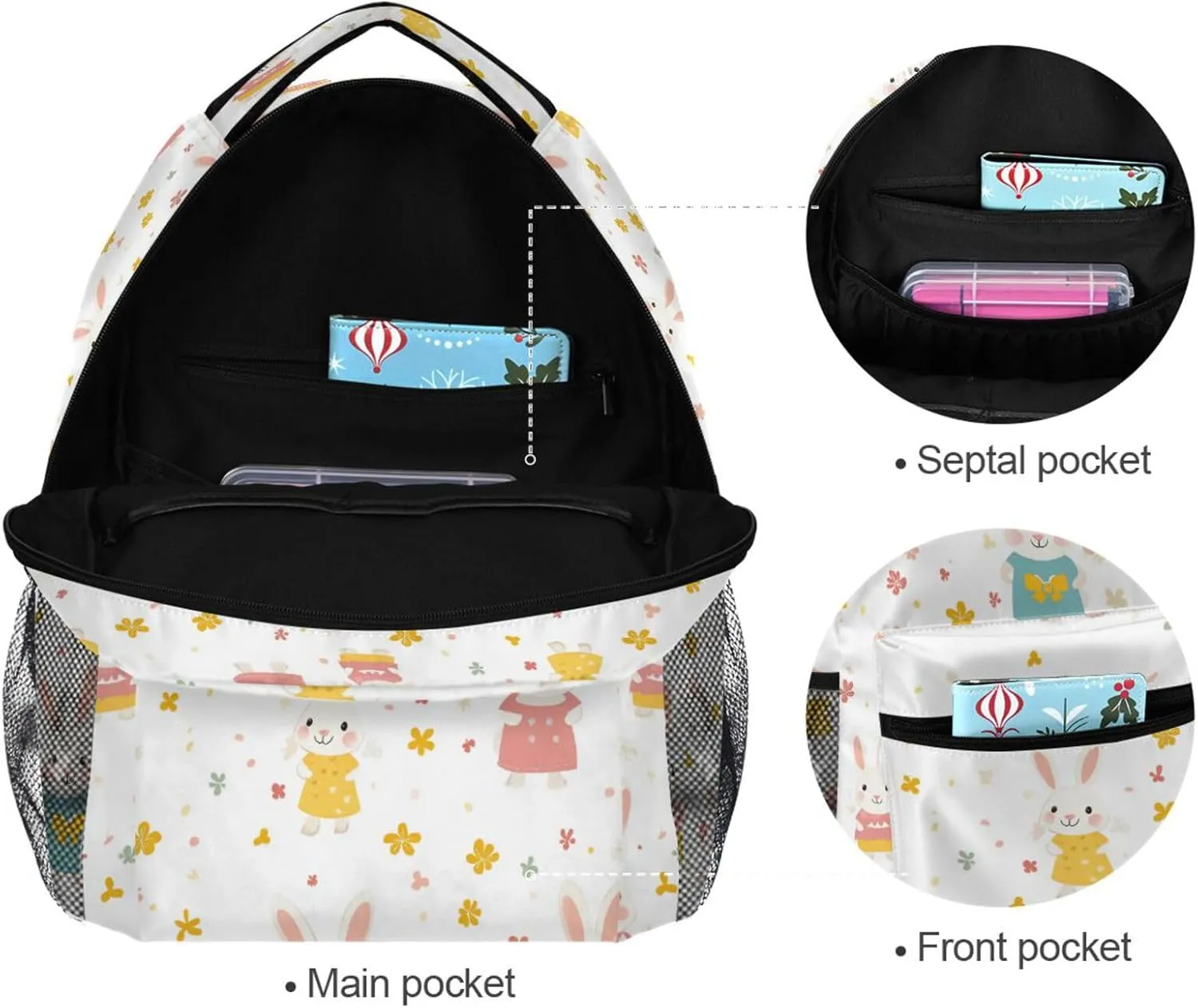 Cool Backpacks for Teens Boys Girls Waterproof Diaper Bag Backpack with Chest Strap Gift Men & Women Parents' Day Rabbit Family