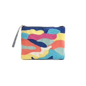 Cool Camo Embellished Top Zip Clutch