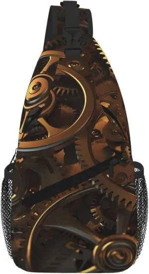 Cool Steampunk Gears Sling Bag For Women Men Travel Hiking Backpack Crossbody Shoulder Chest Bags Casual Daypack