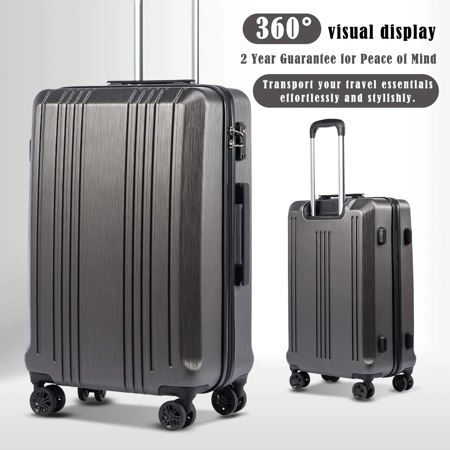 Coolife Luggage Expandable Suitcase PC ABS 3 Piece Set with TSA Lock Spinner 20in24in28in