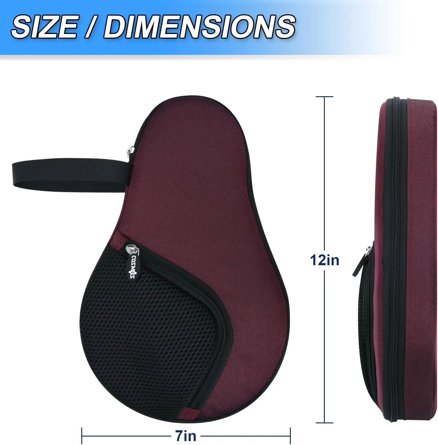 Cosmos Table Tennis Paddle Bag Paddles Case Cover Waterproof Ping Pong Racket Bat Storage Case Holder with Ping Pong Ball Mesh Storage Pocket Organizer, Fits 2 Paddles