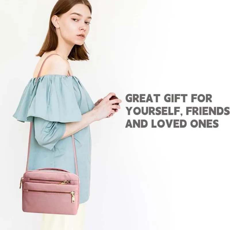 Cross Body Bag for Women, Multi Pocket Handbags & Shoulder Bags Waterproof Nylon Anti Theft Messenger Bag for Travel Shopping