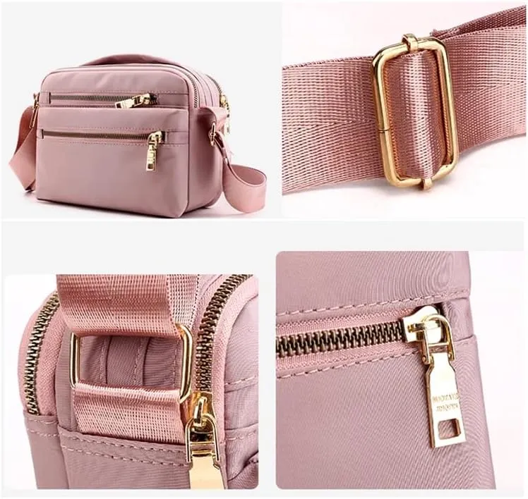 Cross Body Bag for Women, Multi Pocket Handbags & Shoulder Bags Waterproof Nylon Anti Theft Messenger Bag for Travel Shopping