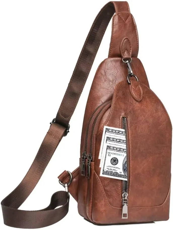 Cross Body Bags for Women Small Sling Purse PU Leather Chest Purse Trendy Anti Theft Fanny Pack for Travel Daypack