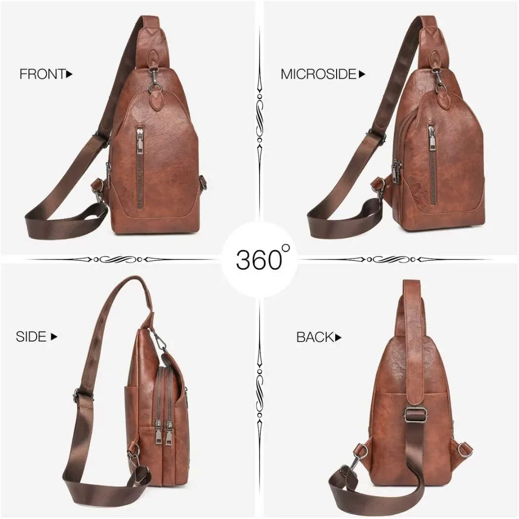 Cross Body Bags for Women Small Sling Purse PU Leather Chest Purse Trendy Anti Theft Fanny Pack for Travel Daypack