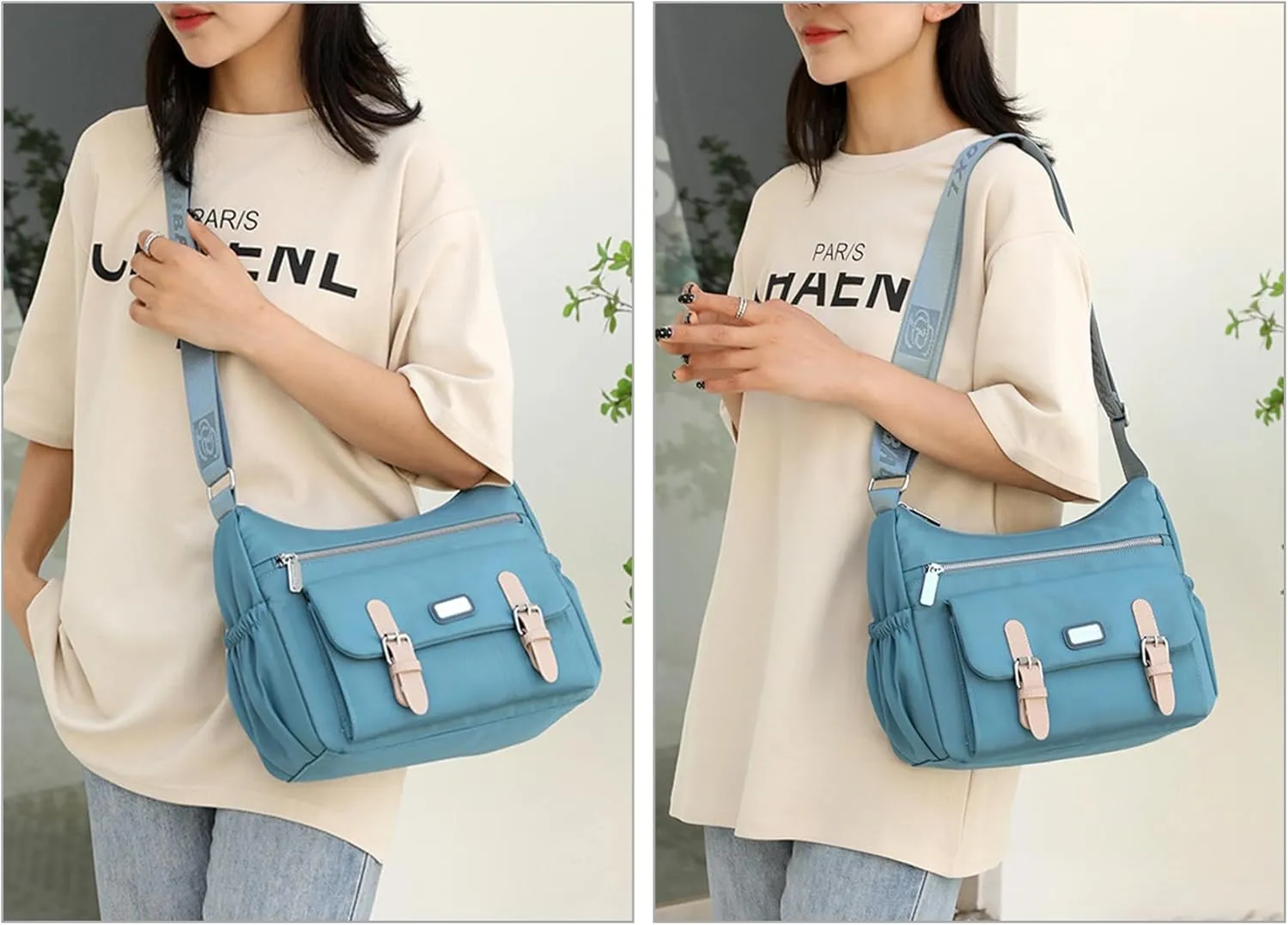 Crossbody Bags for Women Lightweight Shoulder Handbags Waterproof Nylon Purse with Pockets Messenger Bags (Purple)