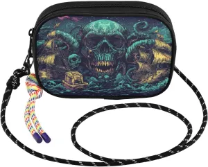 Crossbody Bags for Women Sea Monster Skull Cell Phone Purses Women's Shoulder Handbag Wallet Purse with Rope Pendant