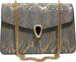 Crossbody Bags for Women Snake Printed Chain Shoulder Bags Trendy Handbags Clutch Purses