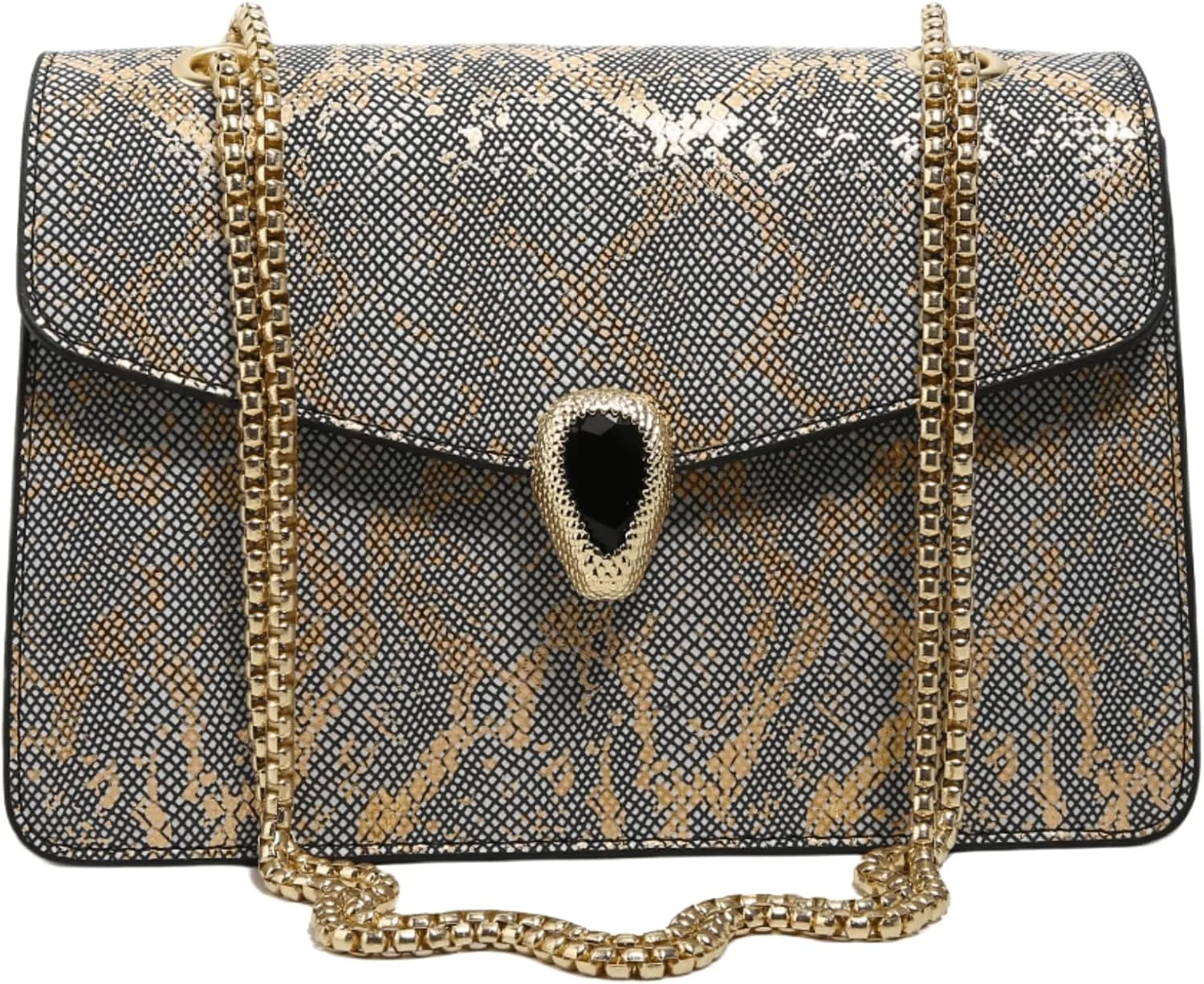 Crossbody Bags for Women Snake Printed Chain Shoulder Bags Trendy Handbags Clutch Purses