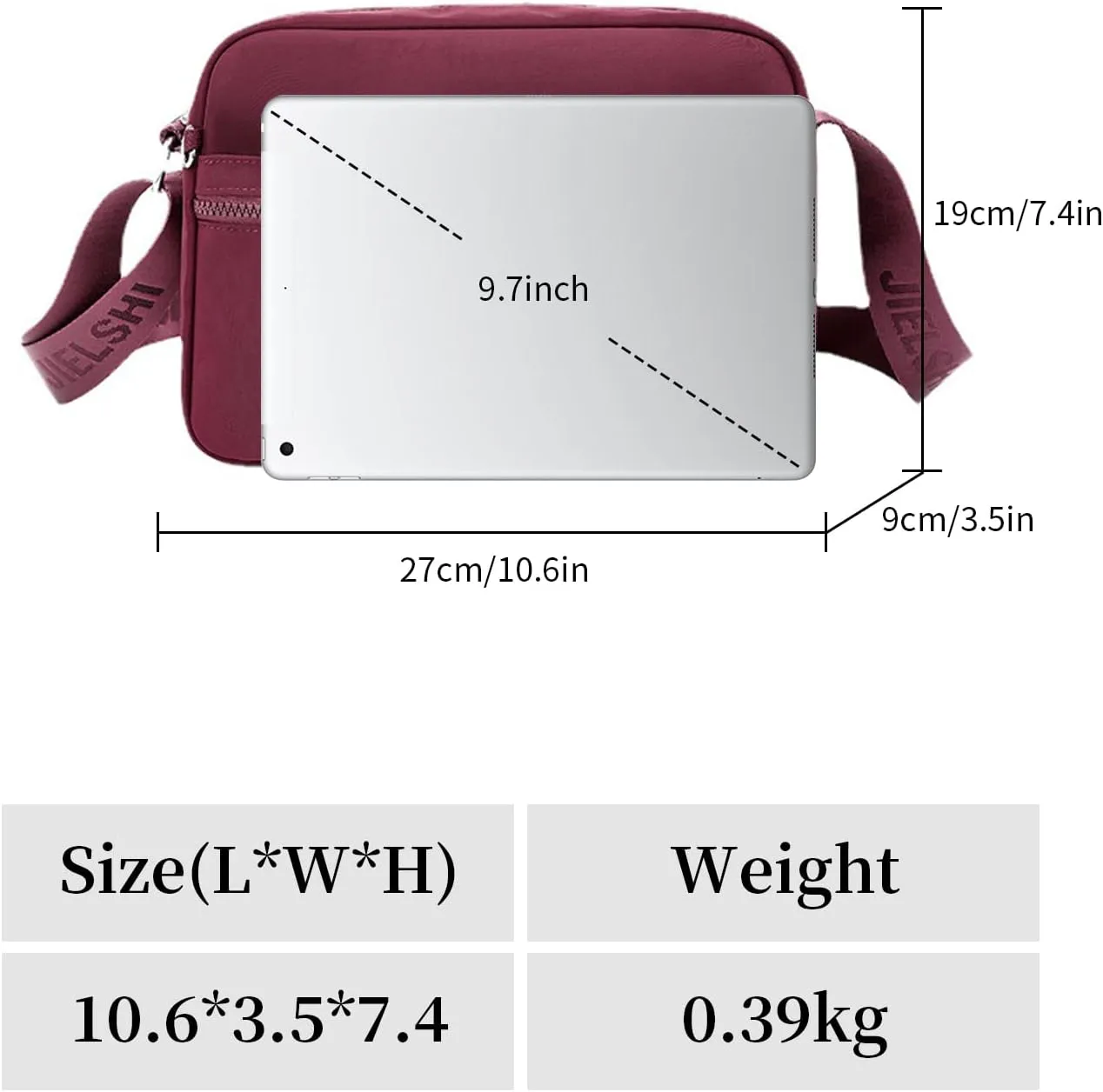 Crossbody Bags for Women Waterproof Shoulder Bags Casual Nylon Purse Handbag Multi Pocket Lightweight Travel Purse (Red)