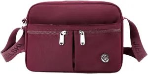Crossbody Bags for Women Waterproof Shoulder Bags Casual Nylon Purse Handbag Multi Pocket Lightweight Travel Purse (Red)
