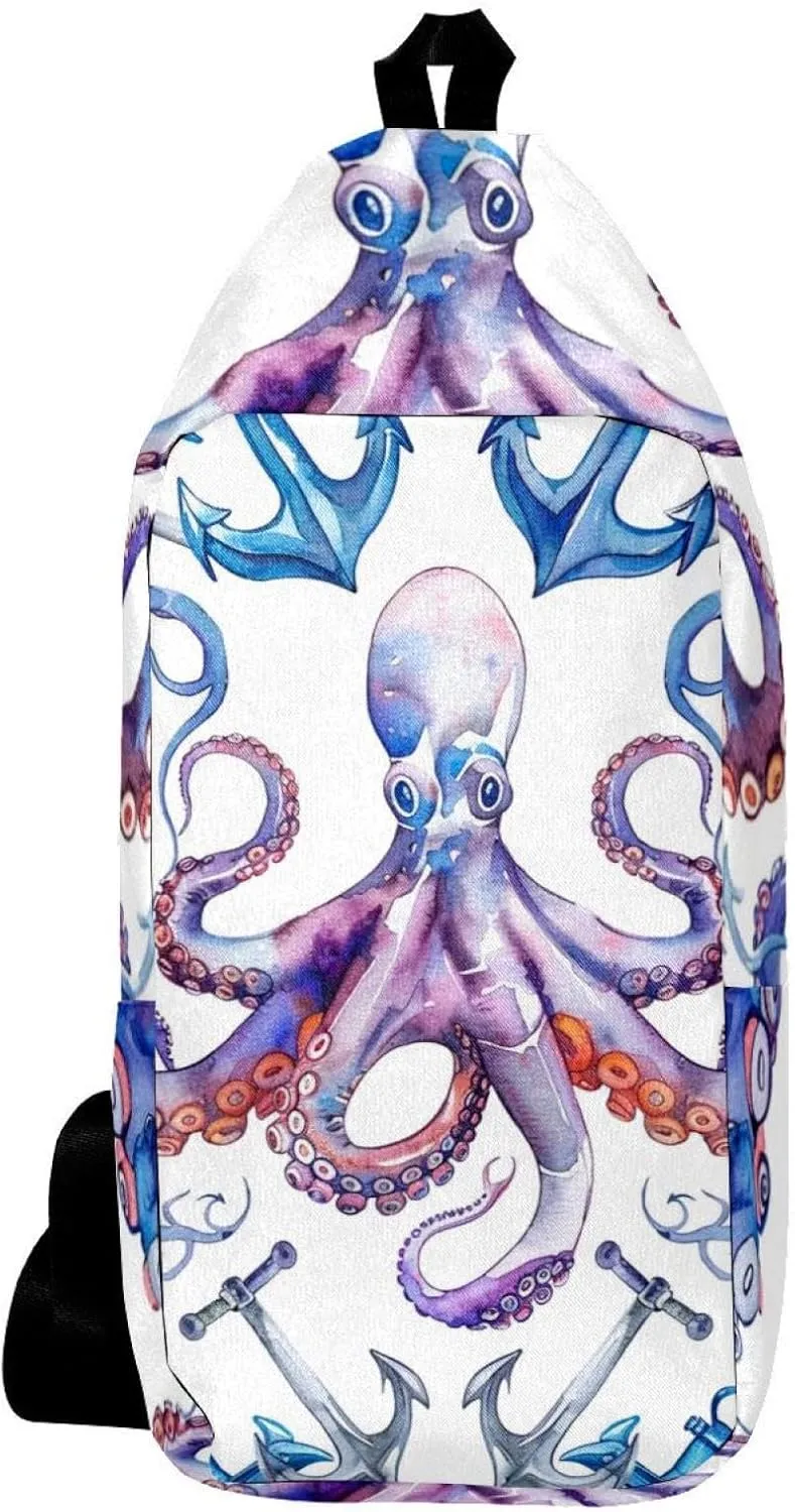 Crossbody Bags for Women,Crossbody Bag Men,Small Sling Bag,Devilfish Anchor Coral Octopus,Crossbody Purse