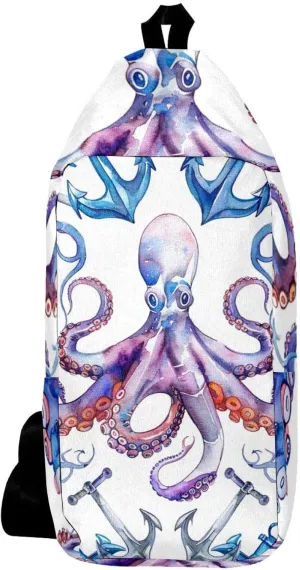 Crossbody Bags for Women,Crossbody Bag Men,Small Sling Bag,Devilfish Anchor Coral Octopus,Crossbody Purse