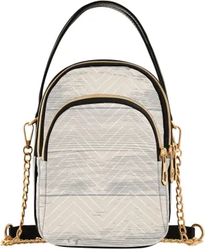 Crossbody Handbags Sling Bags Birch Wood Grain Phone Bag for Women Cross Body Purse Fanny Pack with Leather Handheld and Golden Chain for Traveling Daily