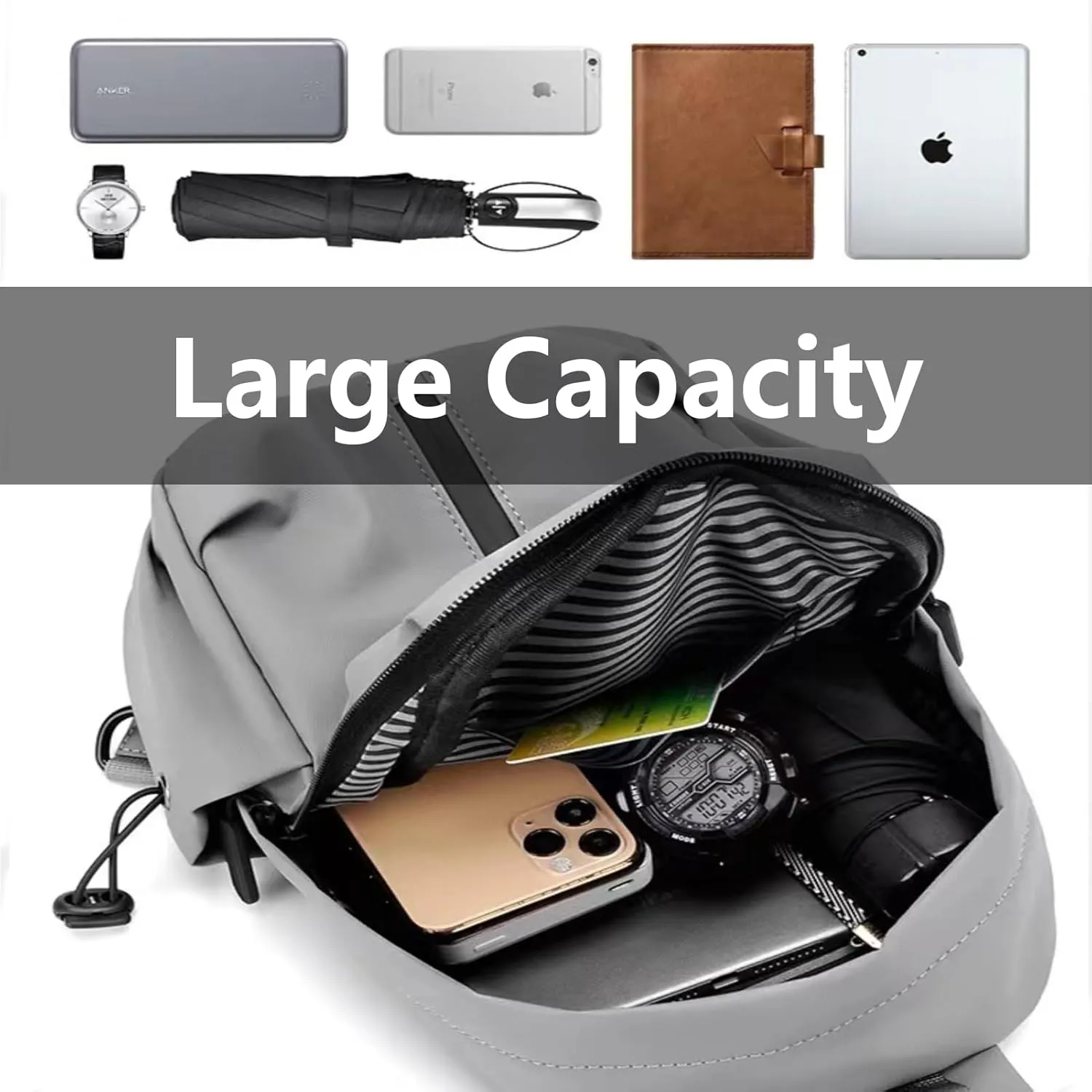 Crossbody Sling Bag Chest Bag for Men and Women,Waterproof Shoulder Bag Traveling Backpack Hiking Daypack