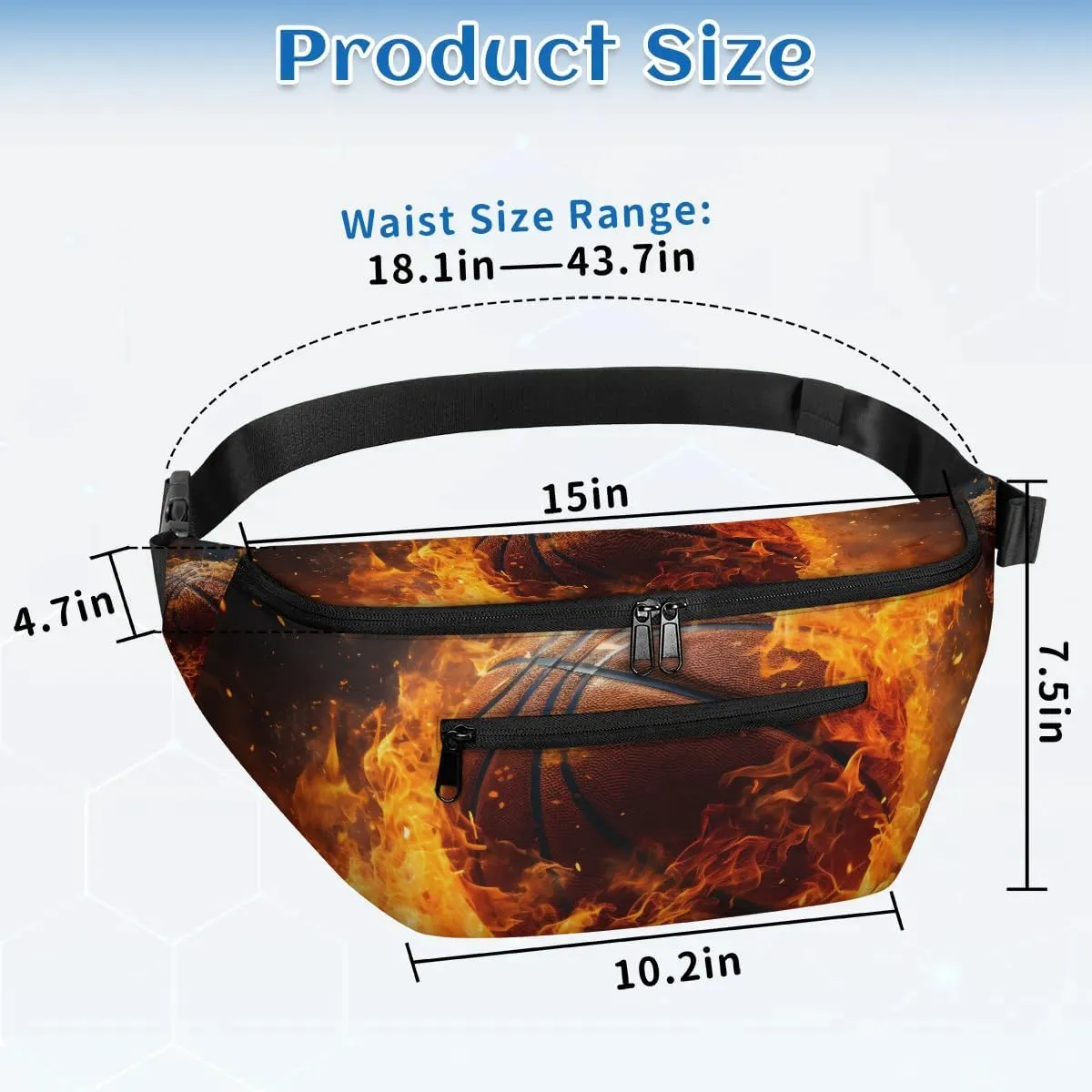 Crossbody Sling Bag for Women Men Basketball Fire Lightweight Travel Essentials Chest Bag Waterproof Sling Backpack and Cross Body Bag for Daily Use