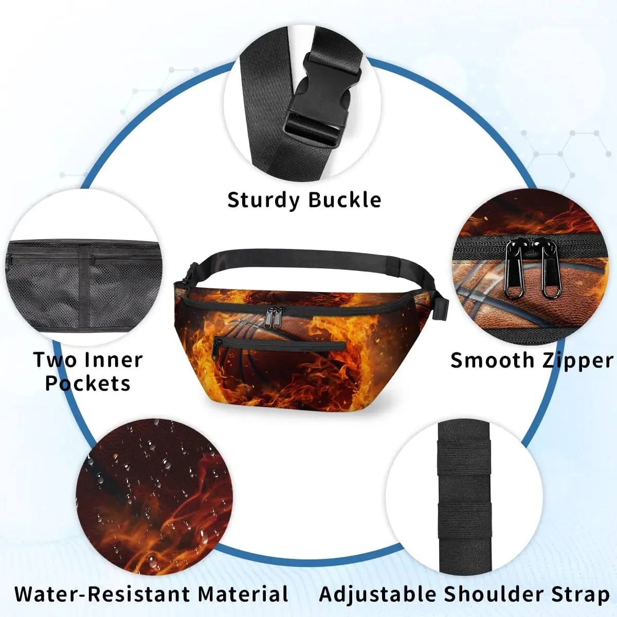 Crossbody Sling Bag for Women Men Basketball Fire Lightweight Travel Essentials Chest Bag Waterproof Sling Backpack and Cross Body Bag for Daily Use