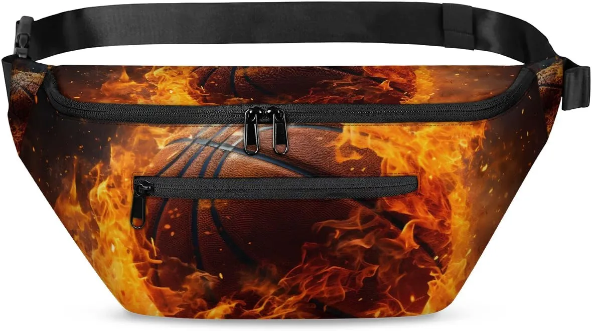 Crossbody Sling Bag for Women Men Basketball Fire Lightweight Travel Essentials Chest Bag Waterproof Sling Backpack and Cross Body Bag for Daily Use