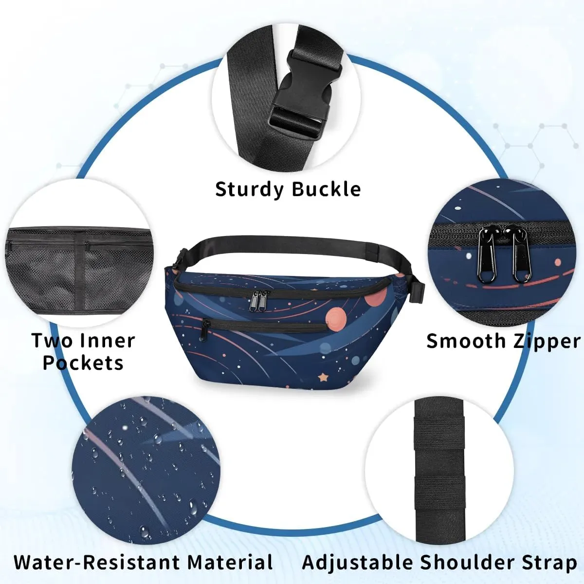 Crossbody Sling Bag for Women Men Cute Planets Lightweight Travel Essentials Chest Bag Waterproof Sling Backpack and Cross Body Bag for Daily Use
