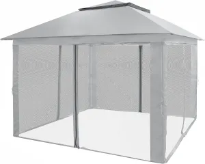 CROWN SHADES 11X11 Outdoor Pop Up Gazebo Base 10X10 Patio Gazebos Patented Center Lock Quick Setup Newly Designed Storage Bag Instant Canopy Tent with Mosquito Nettings (11x11, Gray)