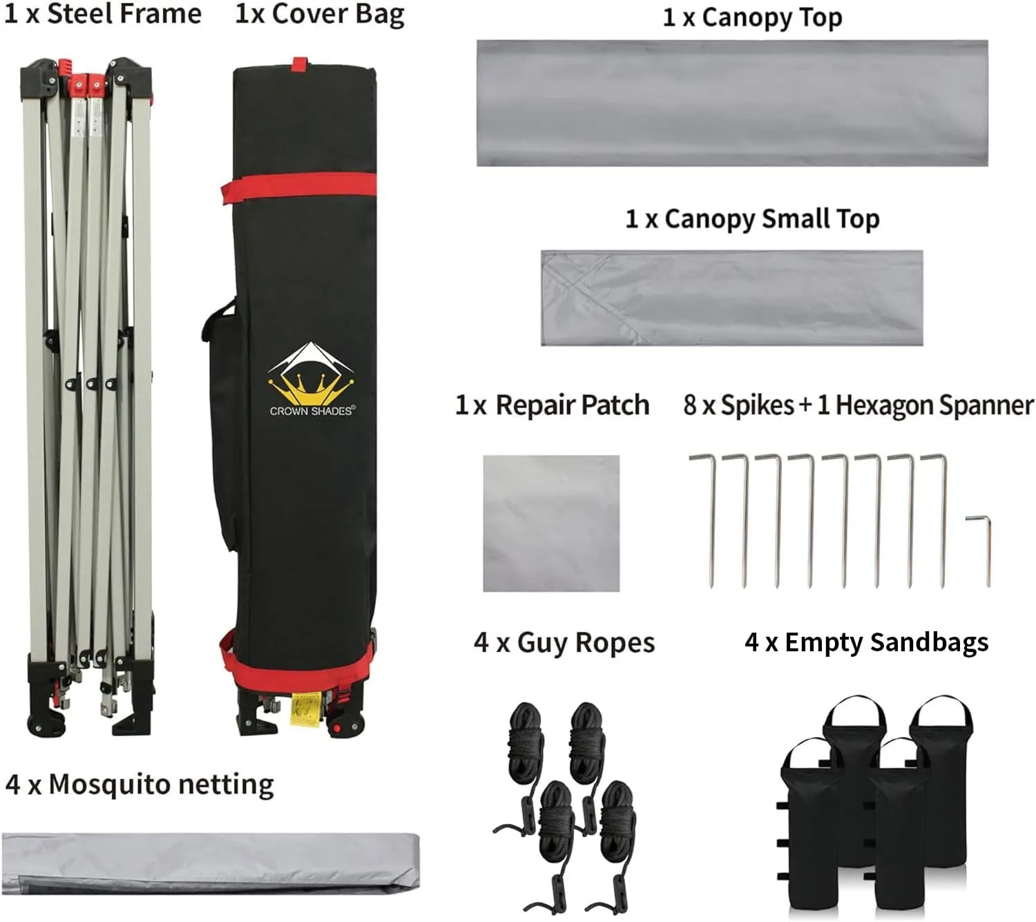 CROWN SHADES 11X11 Outdoor Pop Up Gazebo Base 10X10 Patio Gazebos Patented Center Lock Quick Setup Newly Designed Storage Bag Instant Canopy Tent with Mosquito Nettings (11x11, Gray)
