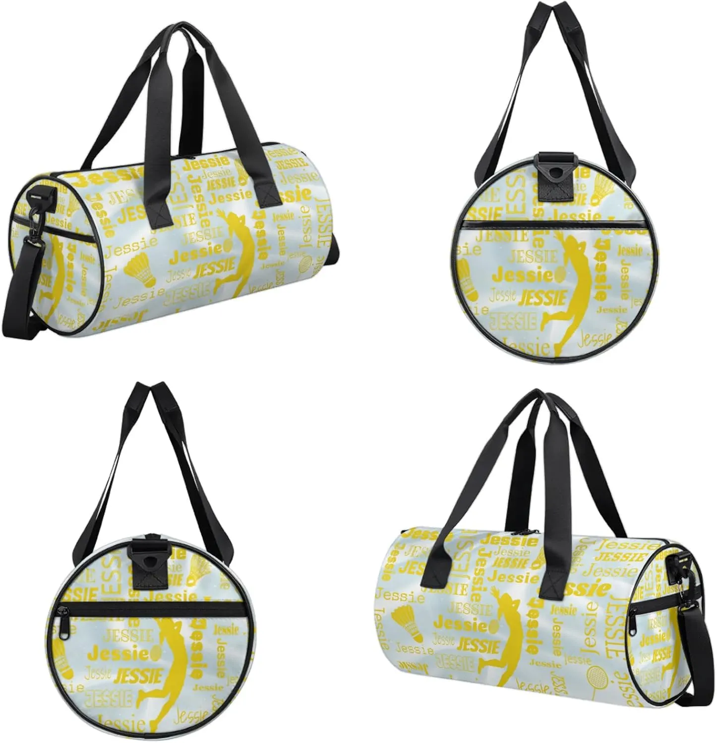 Custom Badminton Sport Bags Personalized Sports Gym Bag with Name Overnight Weekender Duffel Bag Customized Gifts for Women Men, Gold
