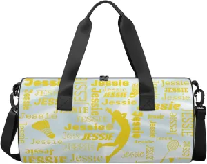 Custom Badminton Sport Bags Personalized Sports Gym Bag with Name Overnight Weekender Duffel Bag Customized Gifts for Women Men, Gold