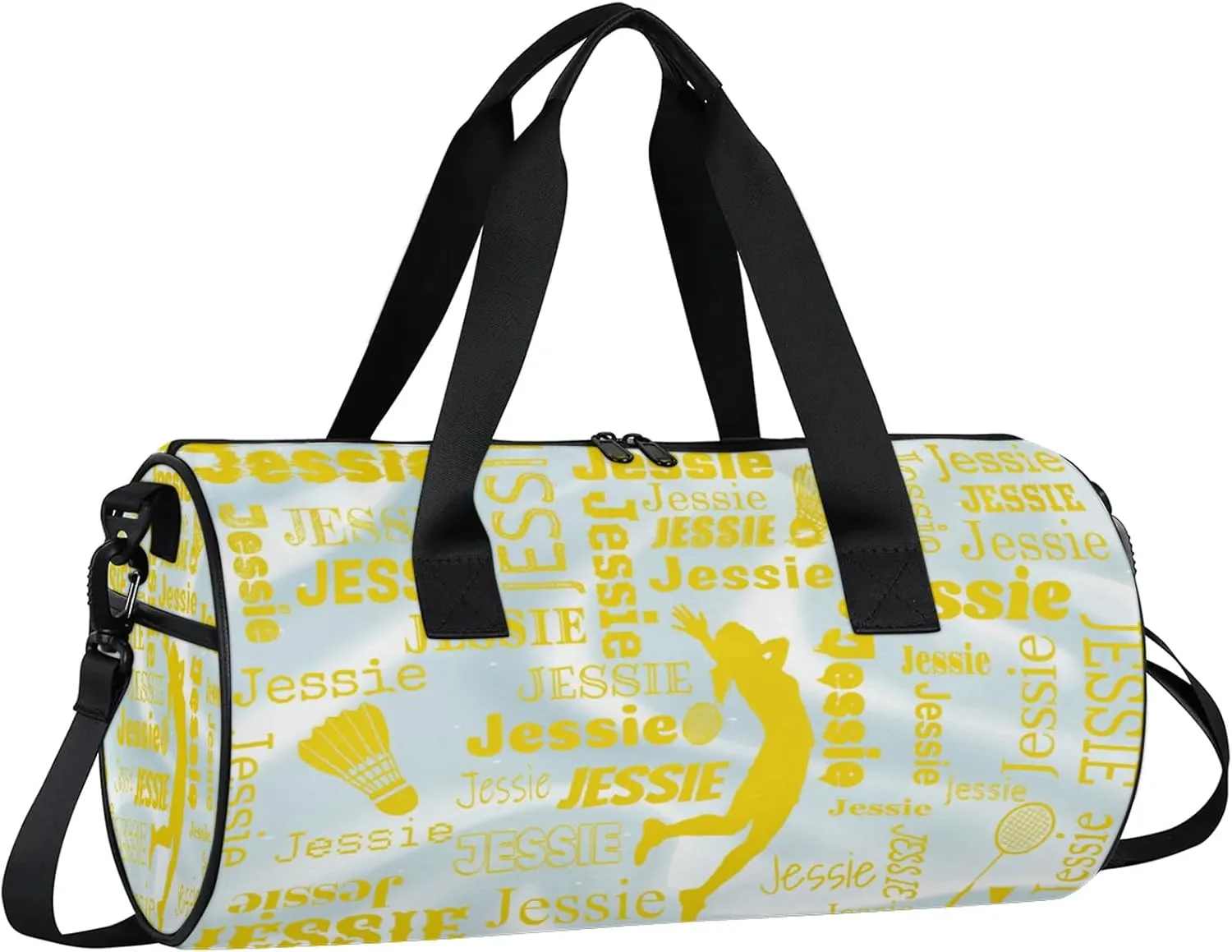 Custom Badminton Sport Bags Personalized Sports Gym Bag with Name Overnight Weekender Duffel Bag Customized Gifts for Women Men, Gold