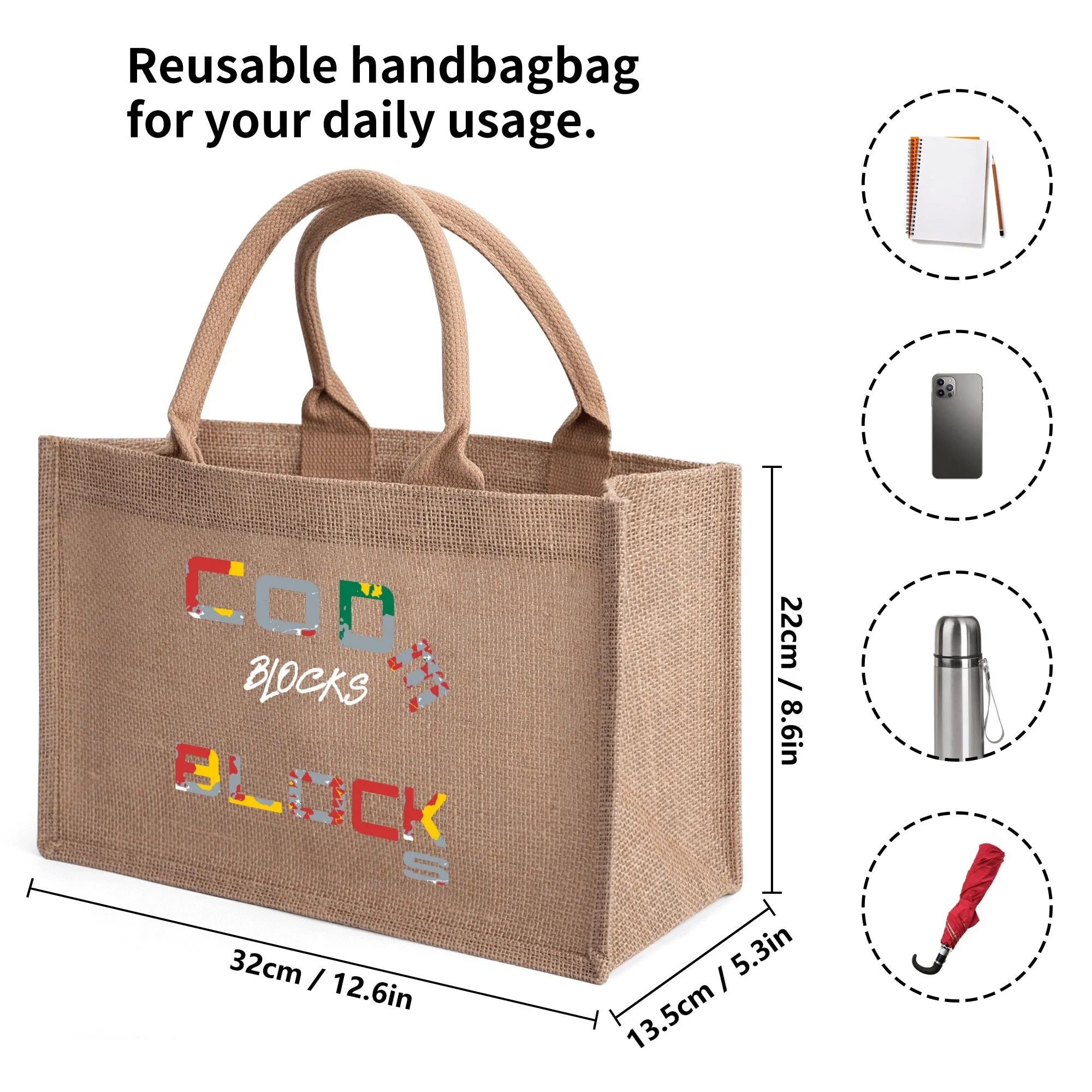 Custom Brown Jute Burlap Tote Bags