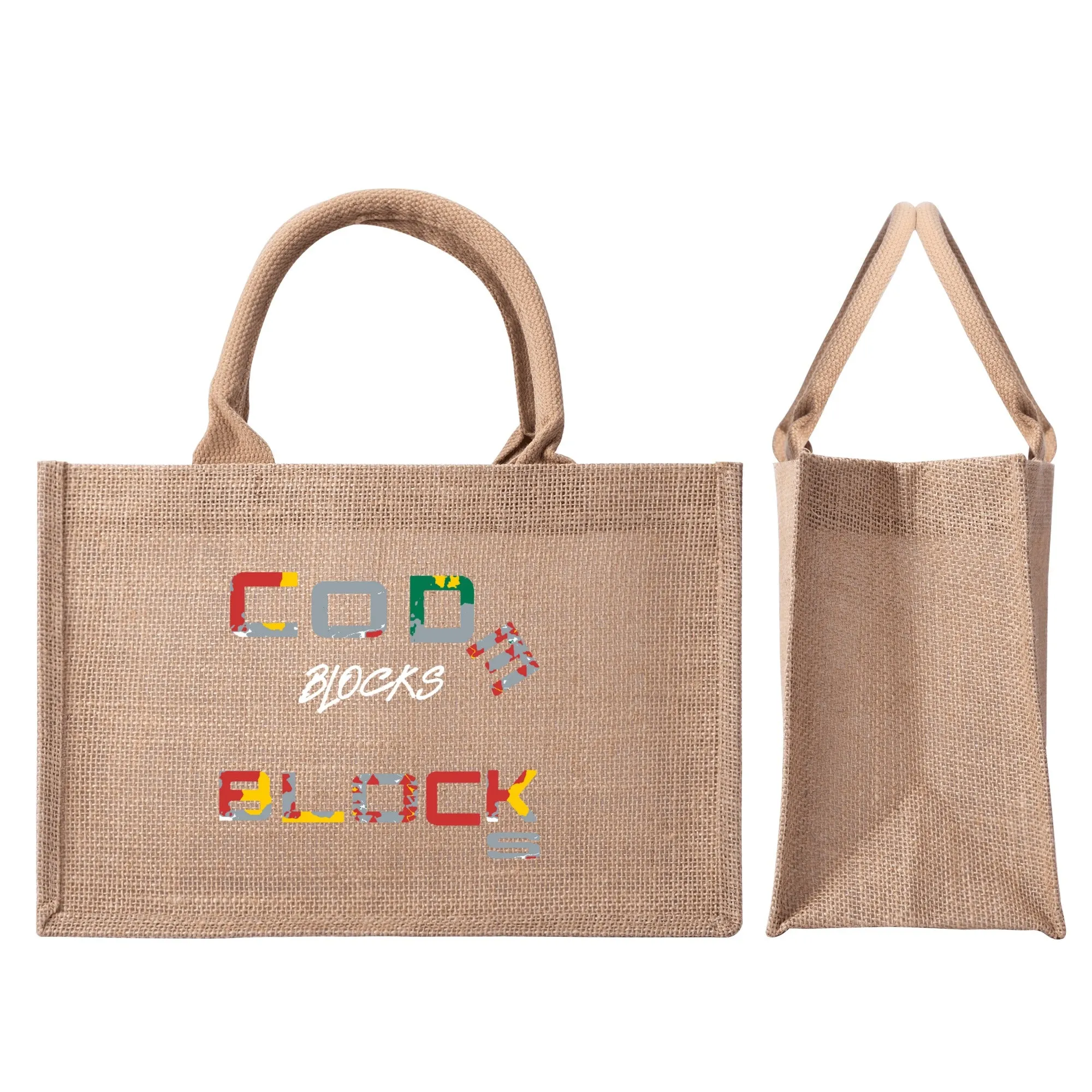 Custom Brown Jute Burlap Tote Bags