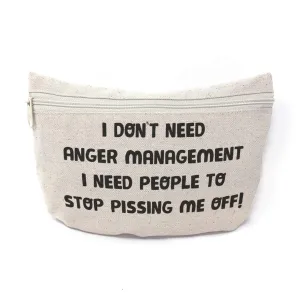 Custom Canvas Makeup Bag Funny & Novelty Humor Anger Management People School Supplies Pencil Tote Pouch 9x6 Inches Natural Design Only