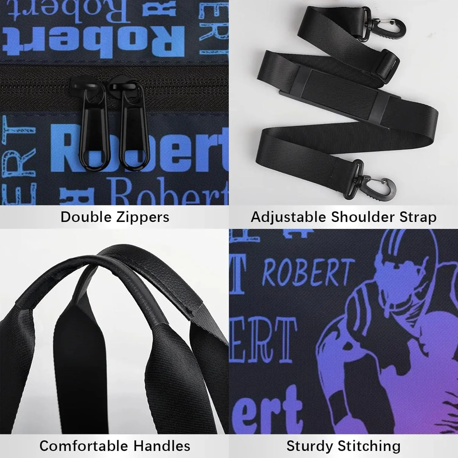 Custom Football Sport Bags Personalized Sports Gym Bag with Name Overnight Weekender Duffel Bag Customized Rugby Gifts for Women Men, Blue Pink