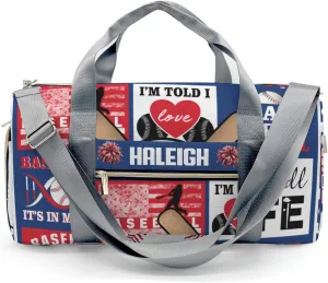 Custom Gift Baseball Duffel Bag for Travel Weekender Bag, Patchwork Football Overnight Bag with Shoe Compartment Carry On Bag for Business Trips Sports