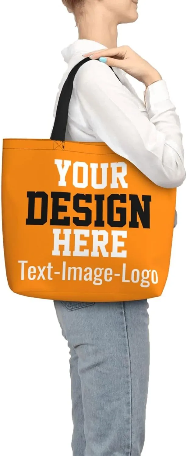 Custom Tote Bag Design Your Own Text Photo Logo Personalized Tote Bag Shoulder Handbag Large Capacity for Men Women