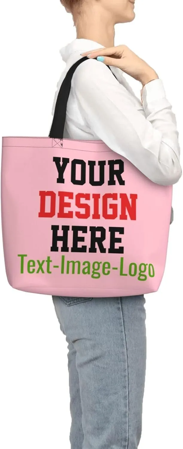 Custom Tote Bag Design Your Own Text Photo Logo Personalized Tote Bag Shoulder Handbag Large Capacity for Men Women