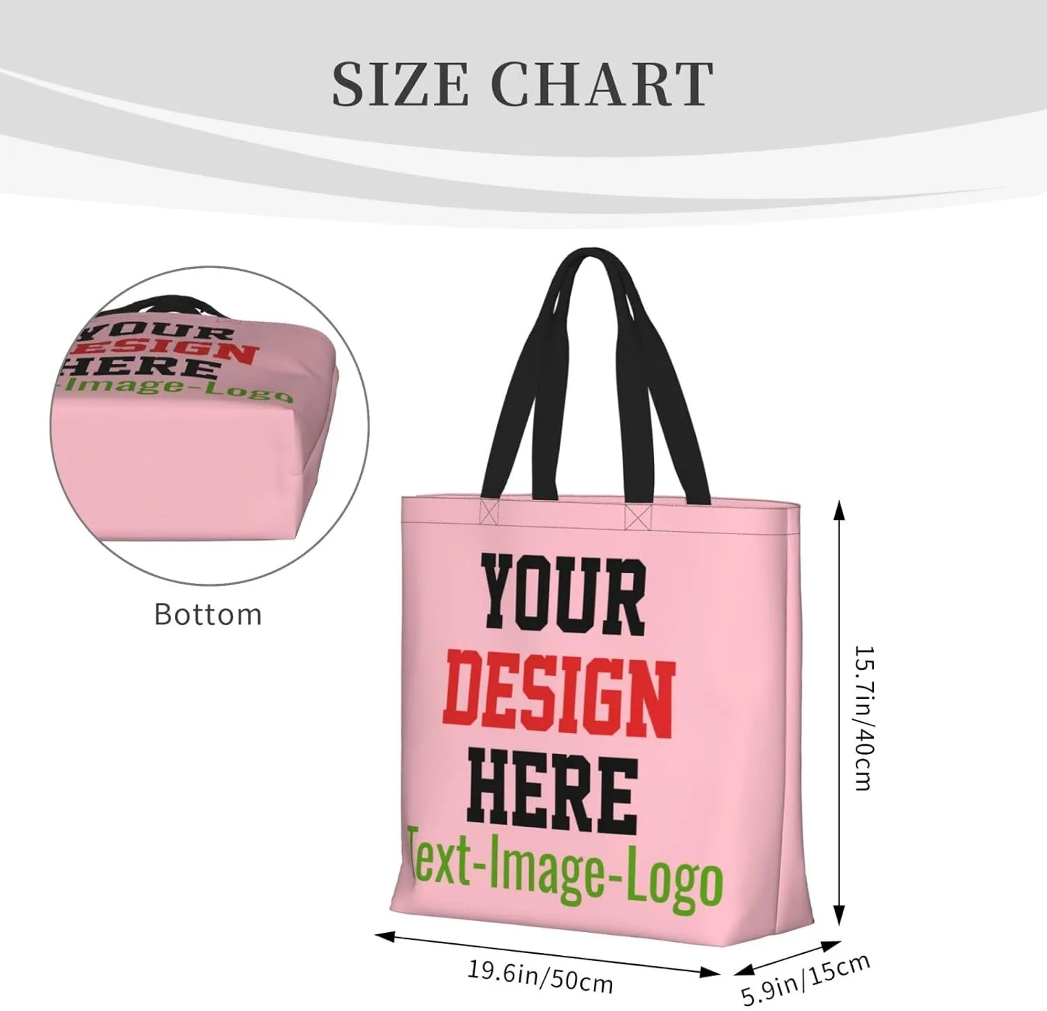Custom Tote Bag Design Your Own Text Photo Logo Personalized Tote Bag Shoulder Handbag Large Capacity for Men Women
