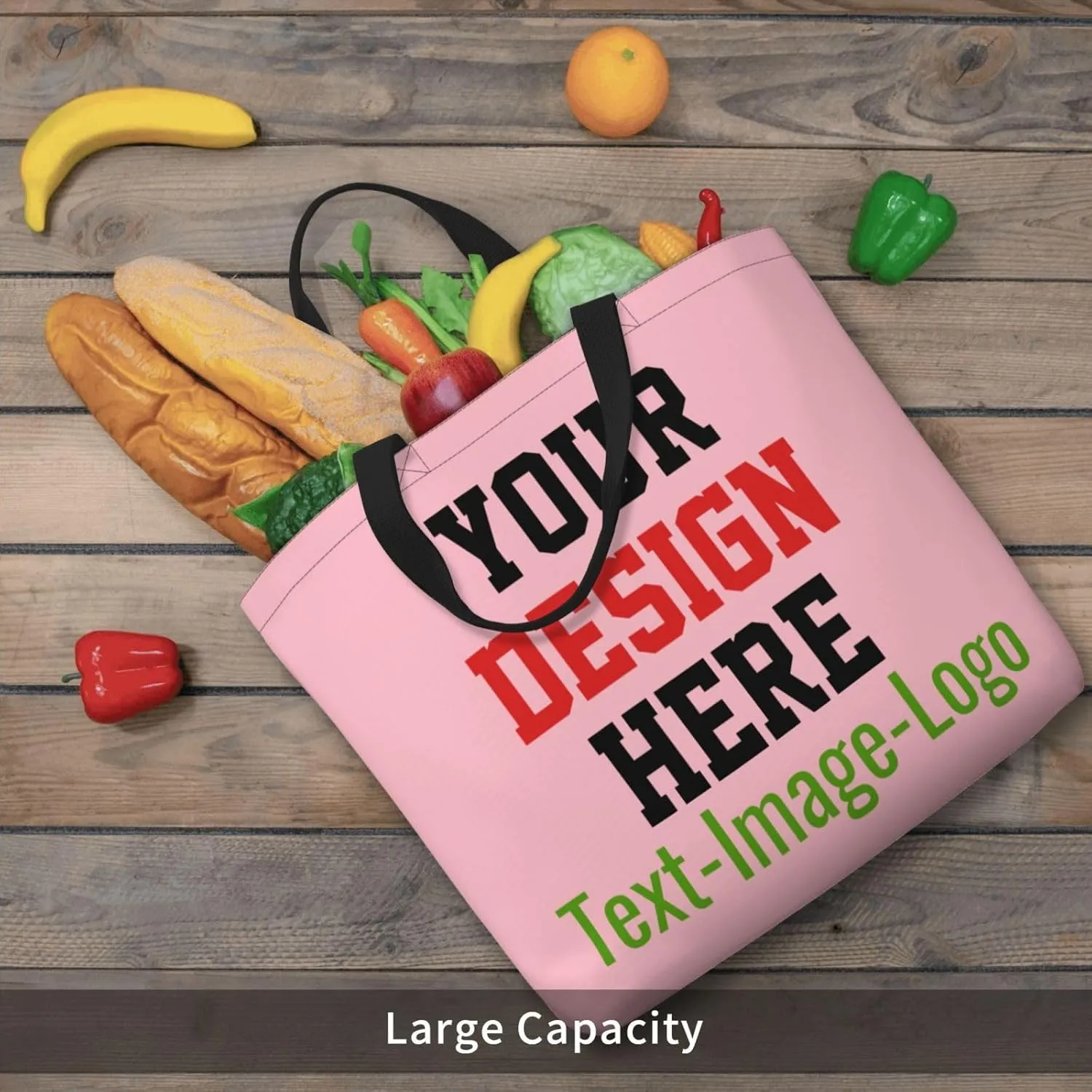 Custom Tote Bag Design Your Own Text Photo Logo Personalized Tote Bag Shoulder Handbag Large Capacity for Men Women