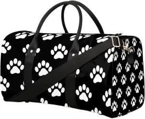Cute Cat Footprint Travel Duffel bag for Men Women Weekender Overnight Bag Gym Bag Carry On Luggage Bags for Yoga Workout Sports