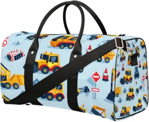 Cute Engineering Vehicle Travel Duffel bag for Men Women Weekender Overnight Bag Gym Bag Carry On Luggage Bags for Yoga Workout Sports
