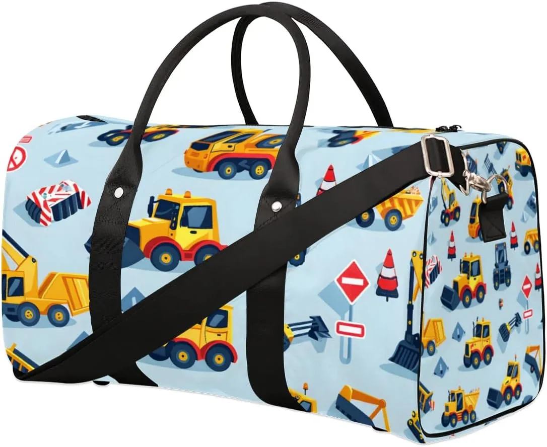 Cute Engineering Vehicle Travel Duffel bag for Men Women Weekender Overnight Bag Gym Bag Carry On Luggage Bags for Yoga Workout Sports