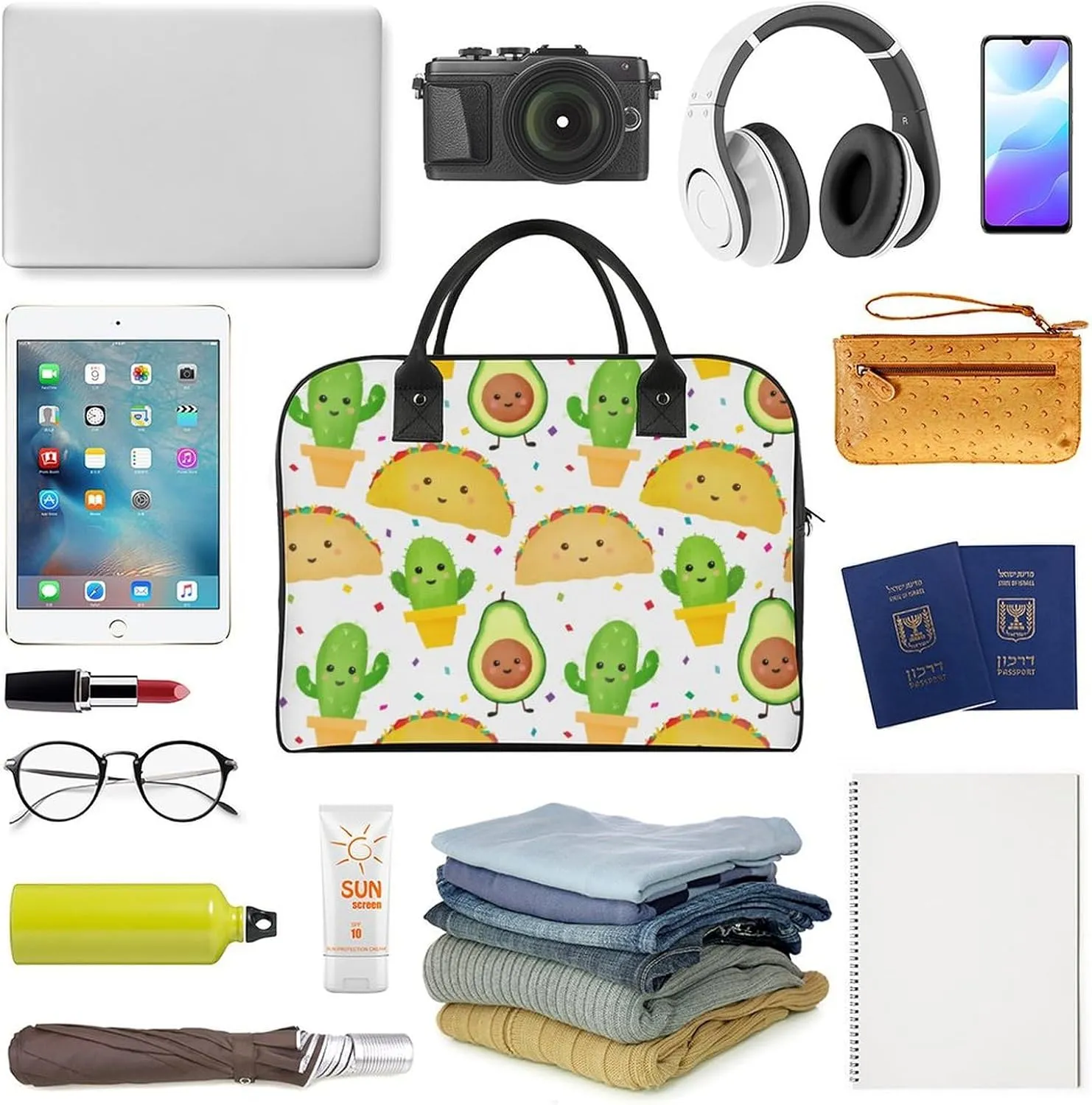 Daisy Flower Blue Travel Handbag with A Large Capacity Design That Can Be Reused